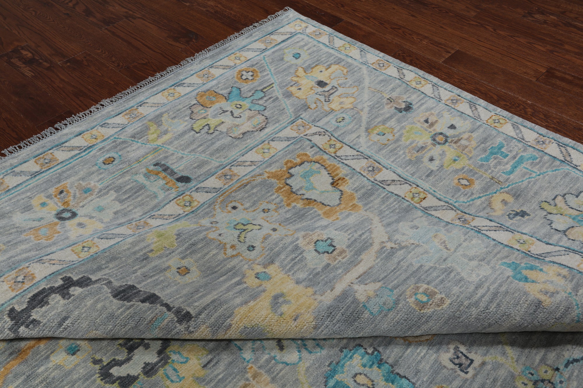 SUPER SALE Silver Square Turkish Oushak Hand Knotted Wool Rug - 10' 0" X 10' 0"