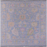 Blue Square Turkish Oushak Hand Knotted Wool Rug - 9' 9" X 10' 3" - Golden Nile