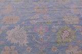 Blue Square Turkish Oushak Hand Knotted Wool Rug - 9' 9" X 10' 3" - Golden Nile