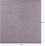 Silver Square Turkish Oushak Hand Knotted Wool Rug - 10' 1" X 10' 4" - Golden Nile