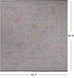 SUPER SALE Silver Square Turkish Oushak Hand Knotted Wool Rug - 10' 1" X 10' 4"