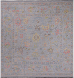 SUPER SALE Silver Square Turkish Oushak Hand Knotted Wool Rug - 10' 1" X 10' 4"