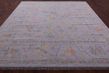 Silver Square Turkish Oushak Hand Knotted Wool Rug - 10' 1" X 10' 4" - Golden Nile