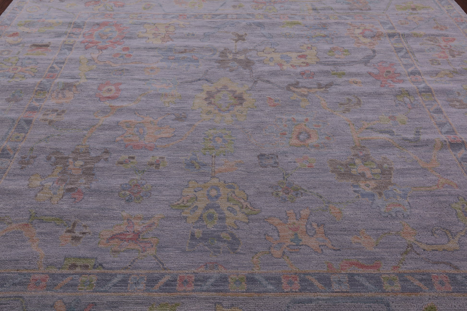 Silver Square Turkish Oushak Hand Knotted Wool Rug - 10' 1" X 10' 4" - Golden Nile
