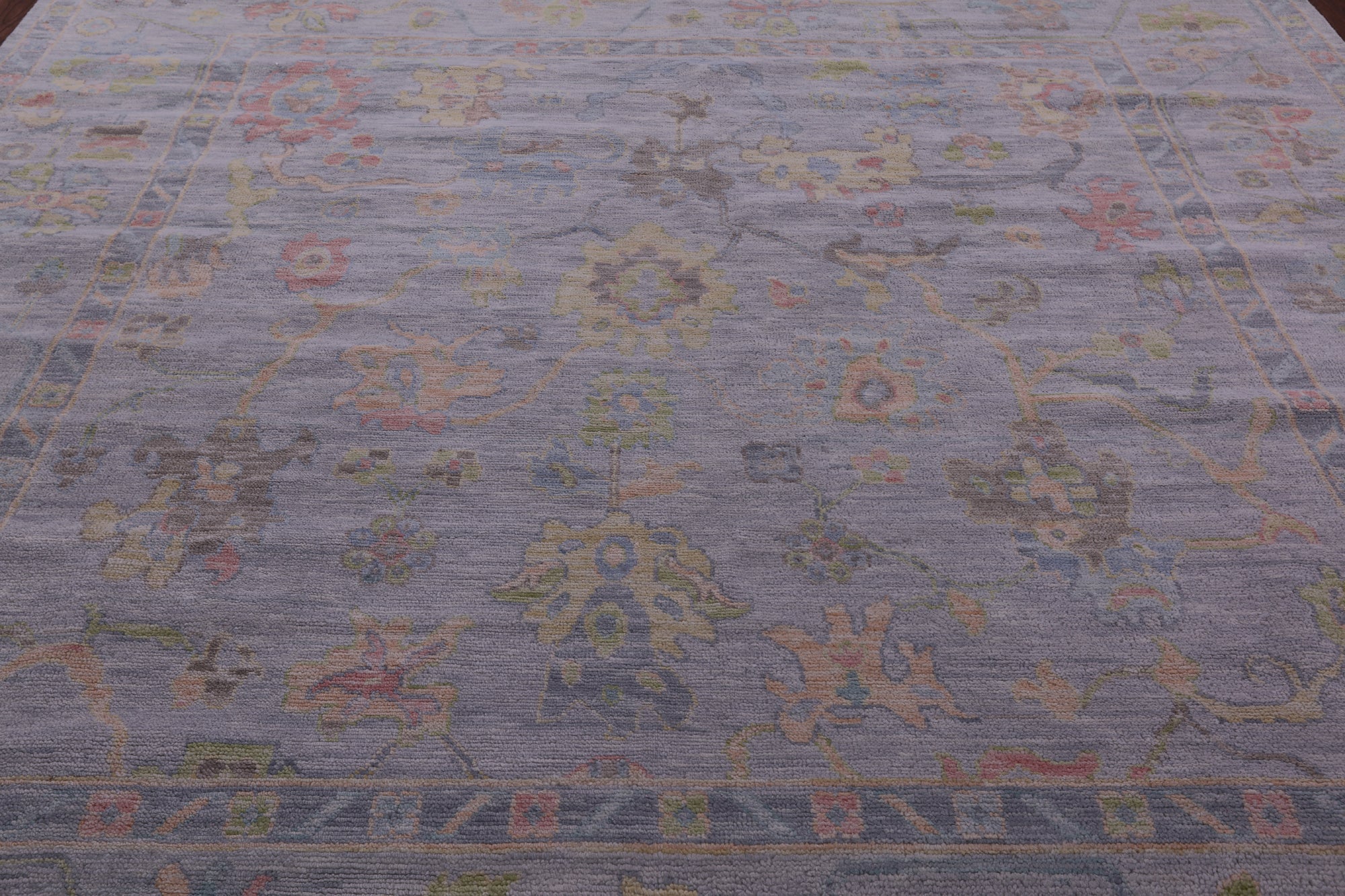 Silver Square Turkish Oushak Hand Knotted Wool Rug - 10' 1" X 10' 4" - Golden Nile