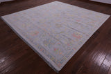 Silver Square Turkish Oushak Hand Knotted Wool Rug - 10' 1" X 10' 4" - Golden Nile