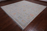 SUPER SALE Silver Square Turkish Oushak Hand Knotted Wool Rug - 10' 1" X 10' 4"