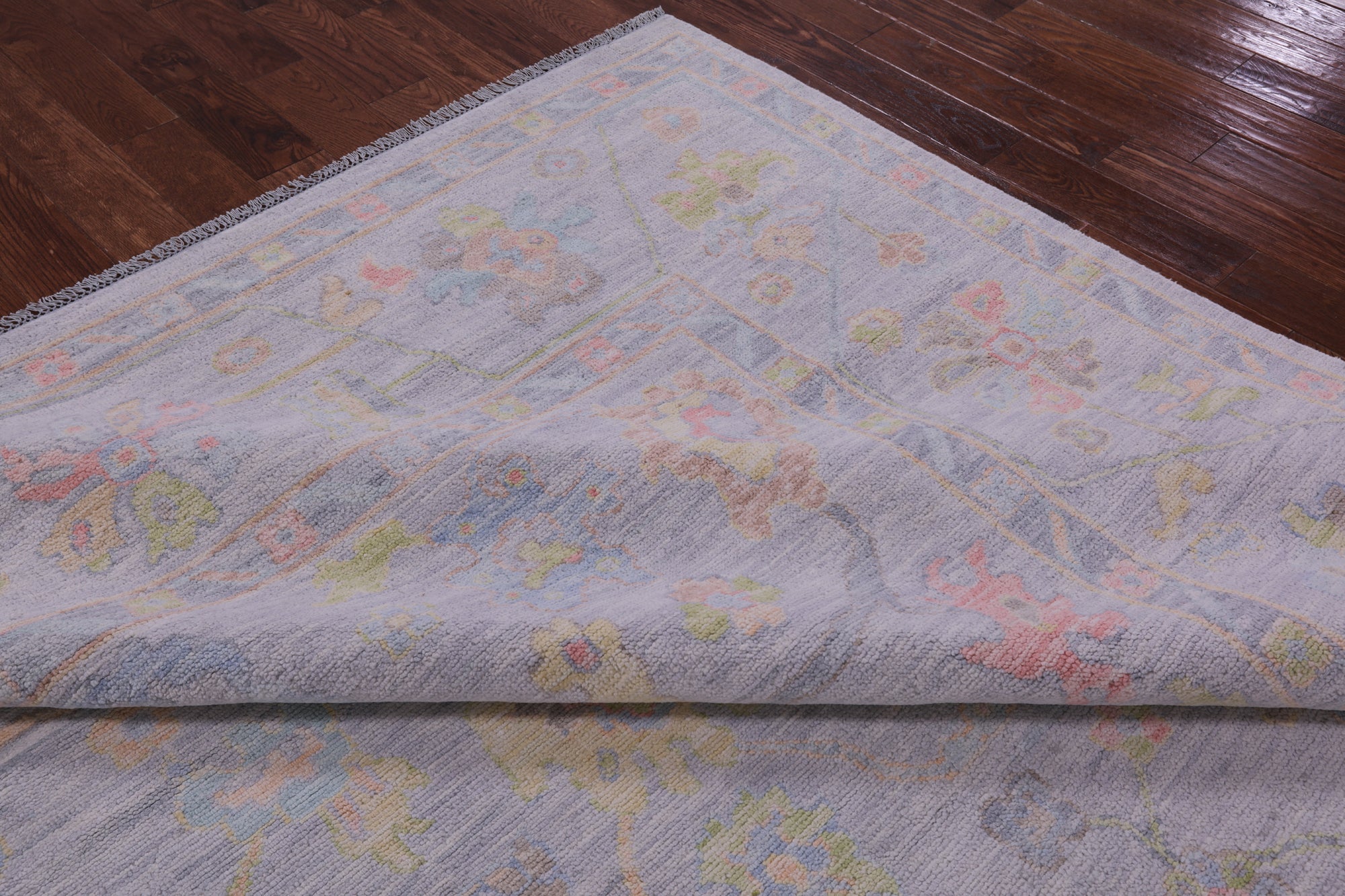 Silver Square Turkish Oushak Hand Knotted Wool Rug - 10' 1" X 10' 4" - Golden Nile