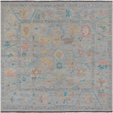 SUPER SALE Silver Square Turkish Oushak Handmade Wool Rug - 9' 8" X 10' 0"