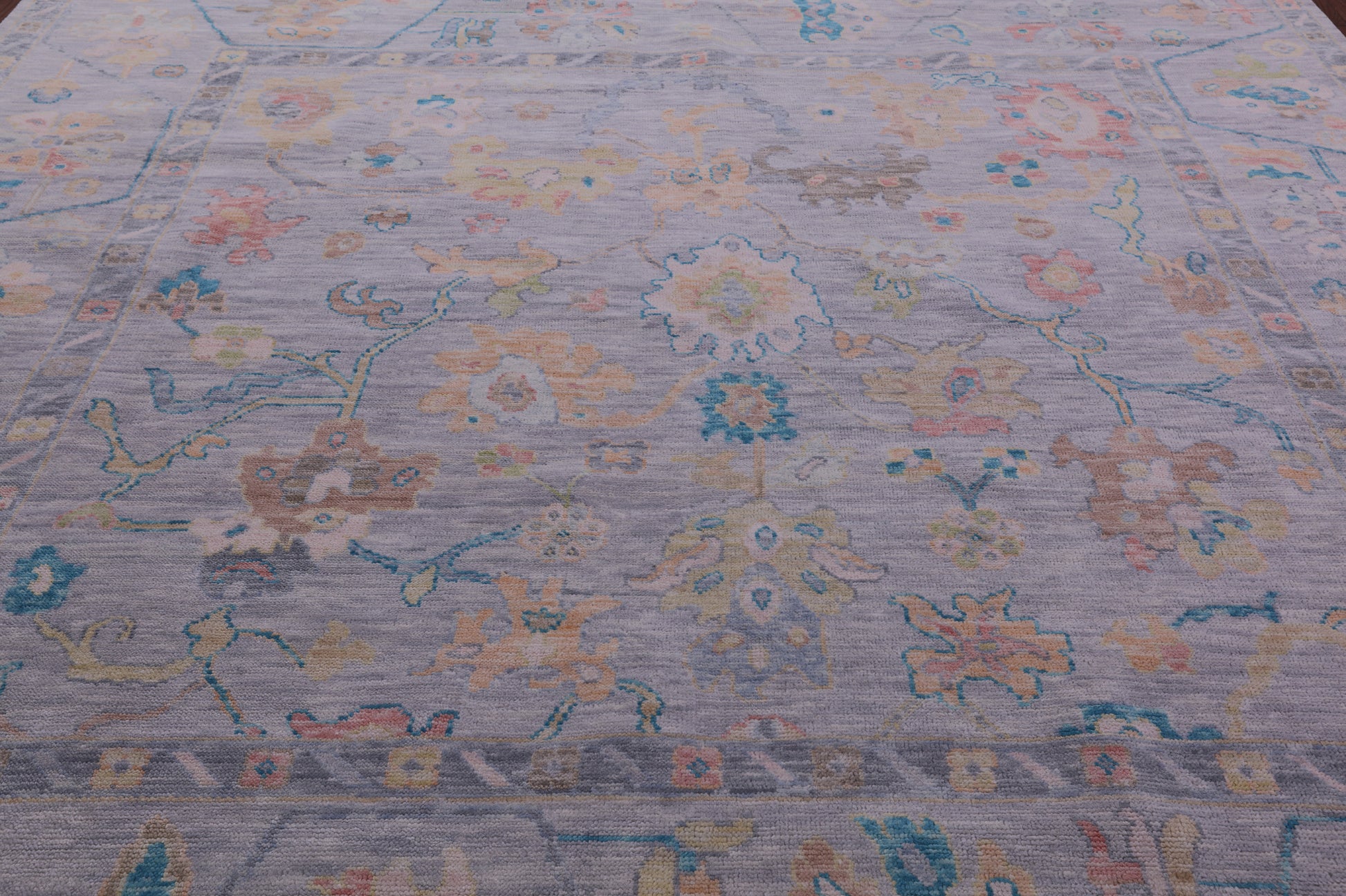 Silver Square Turkish Oushak Handmade Wool Rug - 9' 8" X 10' 0" - Golden Nile