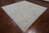 SUPER SALE Silver Square Turkish Oushak Handmade Wool Rug - 9' 8" X 10' 0"