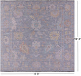 Silver Square Turkish Oushak Hand Knotted Wool Rug - 9' 9" X 10' 4" - Golden Nile