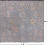 SUPER SALE Silver Square Turkish Oushak Hand Knotted Wool Rug - 9' 9" X 10' 4"