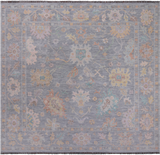 SUPER SALE Silver Square Turkish Oushak Hand Knotted Wool Rug - 9' 9" X 10' 4"