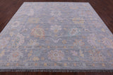 Silver Square Turkish Oushak Hand Knotted Wool Rug - 9' 9" X 10' 4" - Golden Nile