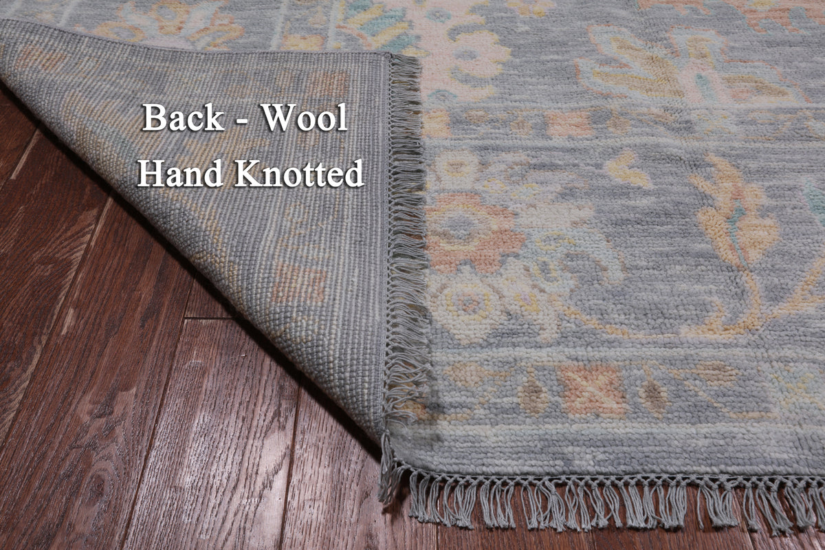 SUPER SALE Silver Square Turkish Oushak Hand Knotted Wool Rug - 9' 9" X 10' 4"