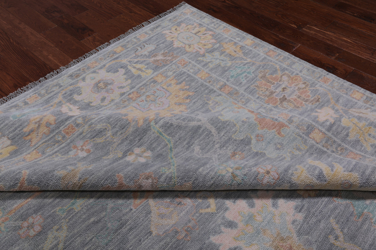 SUPER SALE Silver Square Turkish Oushak Hand Knotted Wool Rug - 9' 9" X 10' 4"