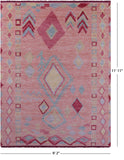 Pink Tribal Moroccan Hand Knotted Wool Rug - 9' 2" X 11' 11" - Golden Nile