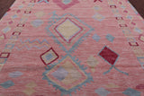 Pink Tribal Moroccan Hand Knotted Wool Rug - 9' 2" X 11' 11" - Golden Nile