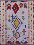 Grey Tribal Moroccan Hand Knotted Wool Rug - 9' 4" X 11' 11" - Golden Nile