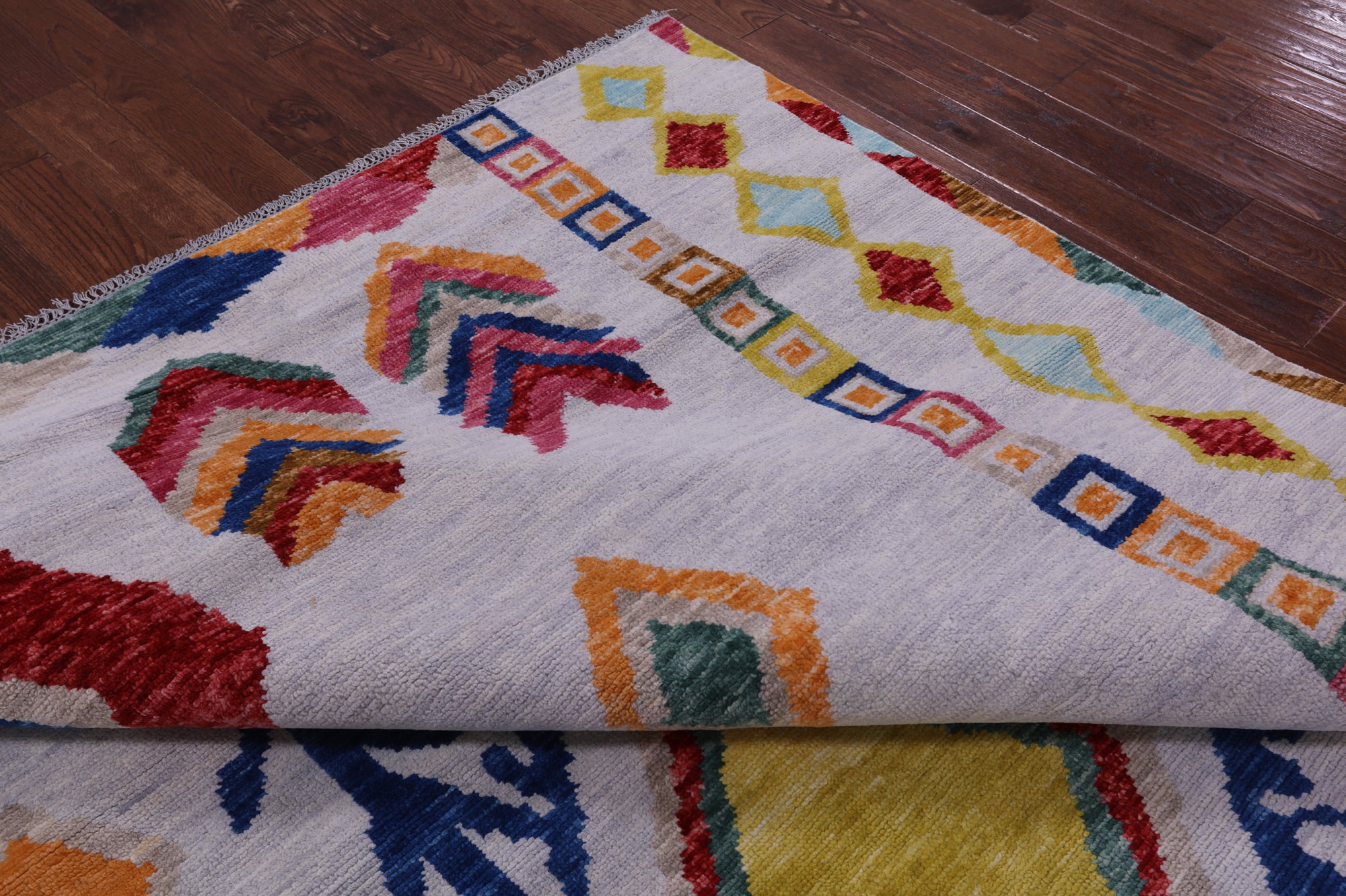 Grey Tribal Moroccan Hand Knotted Wool Rug - 9' 4" X 11' 11" - Golden Nile