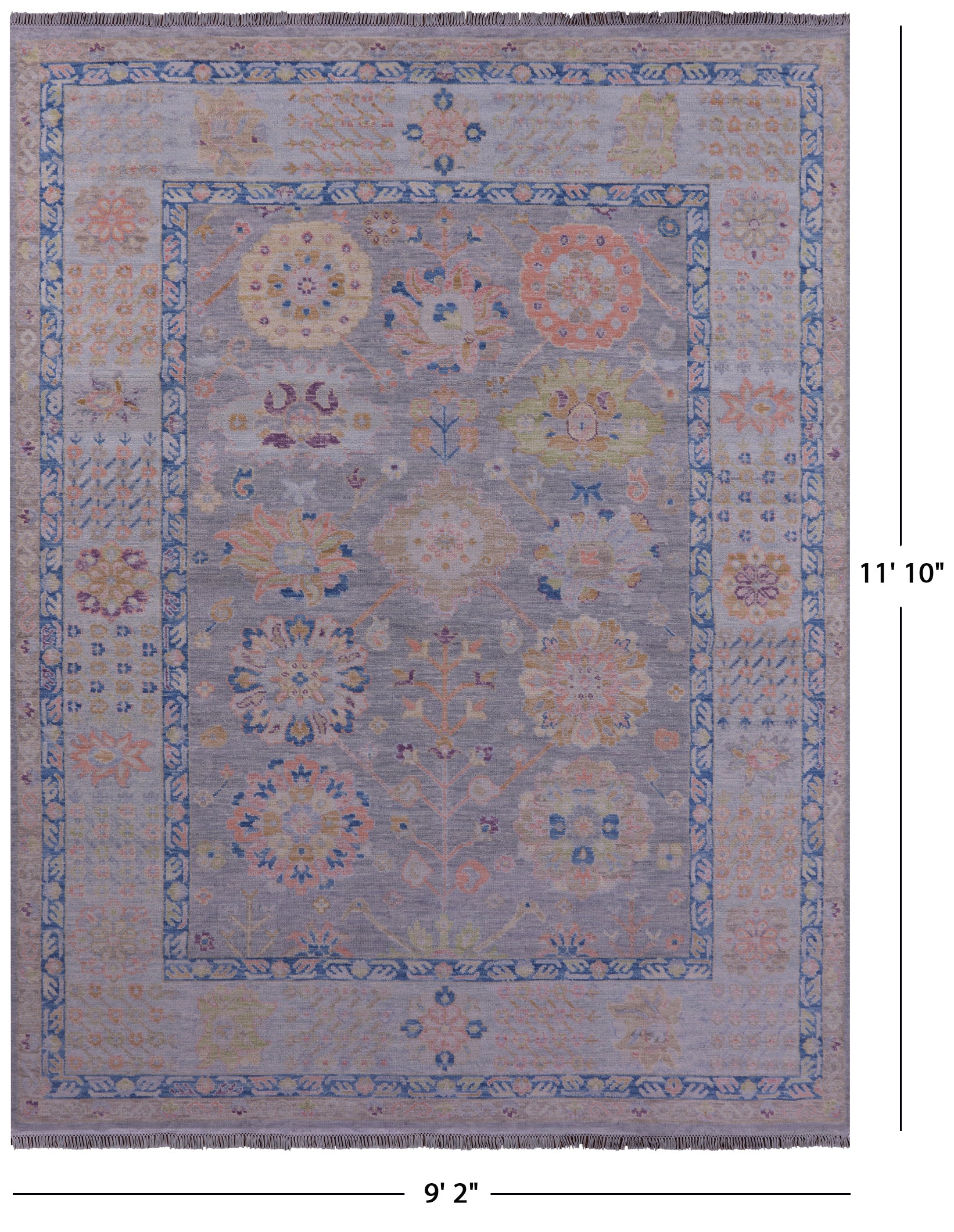 Grey Turkish Oushak Handmade Wool Rug - 9' 2" X 11' 10" - Golden Nile