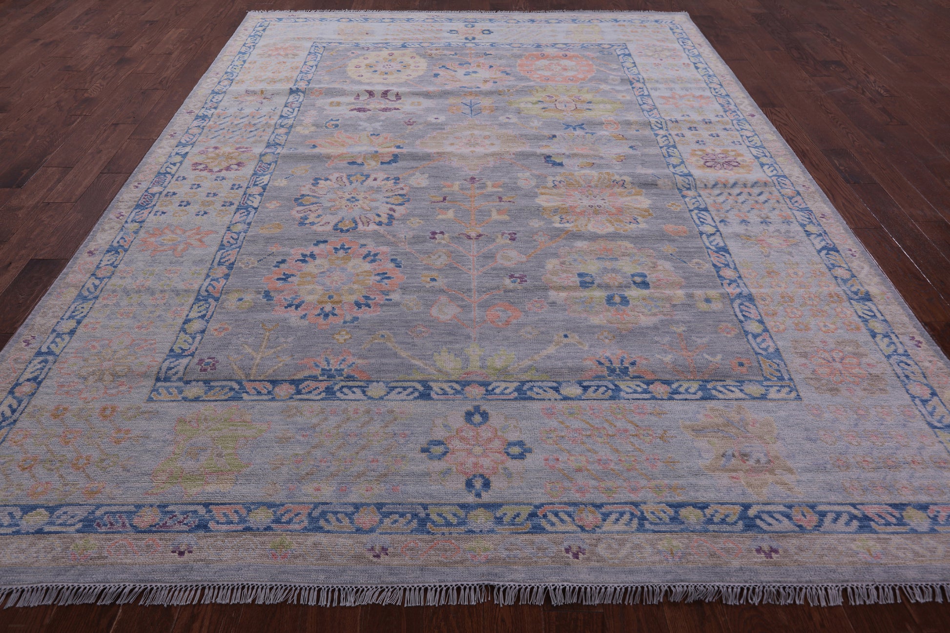 Grey Turkish Oushak Handmade Wool Rug - 9' 2" X 11' 10" - Golden Nile