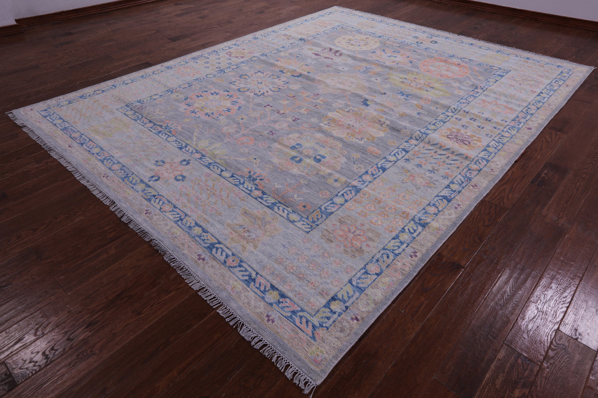 Grey Turkish Oushak Handmade Wool Rug - 9' 2" X 11' 10" - Golden Nile