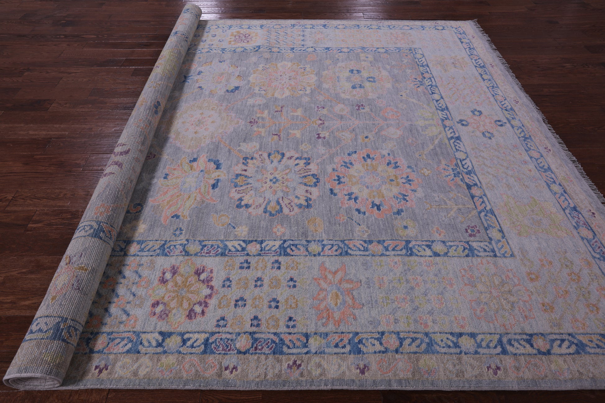 Grey Turkish Oushak Handmade Wool Rug - 9' 2" X 11' 10" - Golden Nile