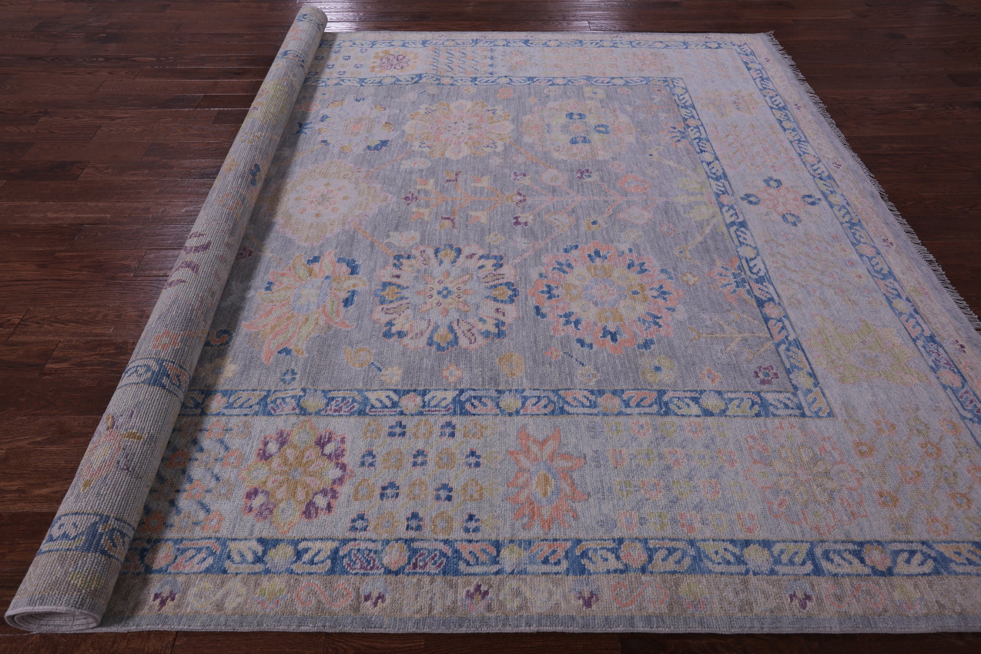 Grey Turkish Oushak Handmade Wool Rug - 9' 2" X 11' 10" - Golden Nile