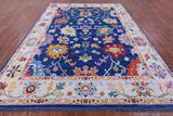 Blue Turkish Oushak Handmade Wool Rug - 9' 2" X 11' 11" - Golden Nile