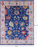 Blue Turkish Oushak Handmade Wool Rug - 9' 2" X 11' 11" - Golden Nile
