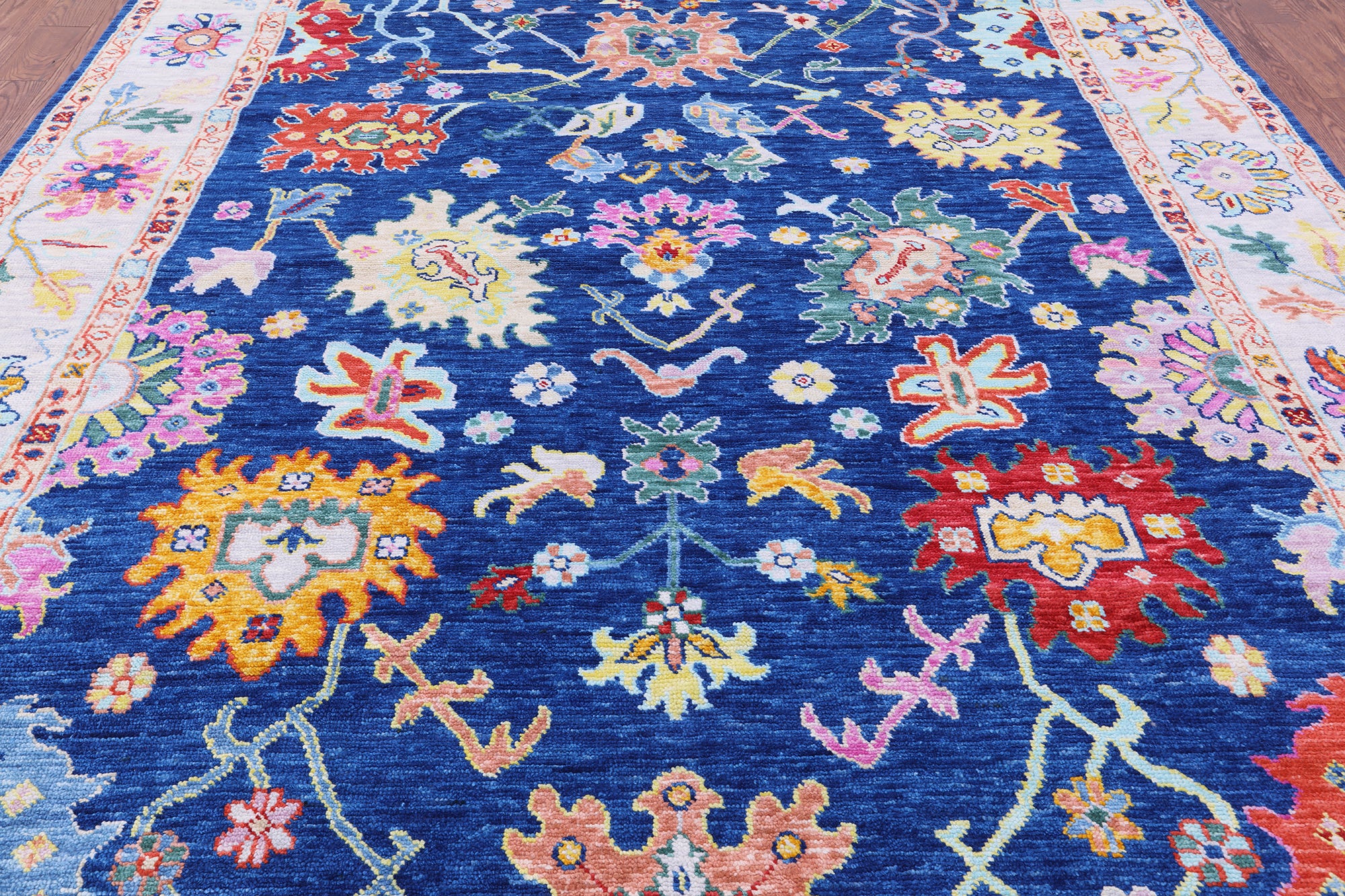 Blue Turkish Oushak Handmade Wool Rug - 9' 2" X 11' 11" - Golden Nile
