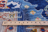 Blue Turkish Oushak Handmade Wool Rug - 9' 2" X 11' 11" - Golden Nile