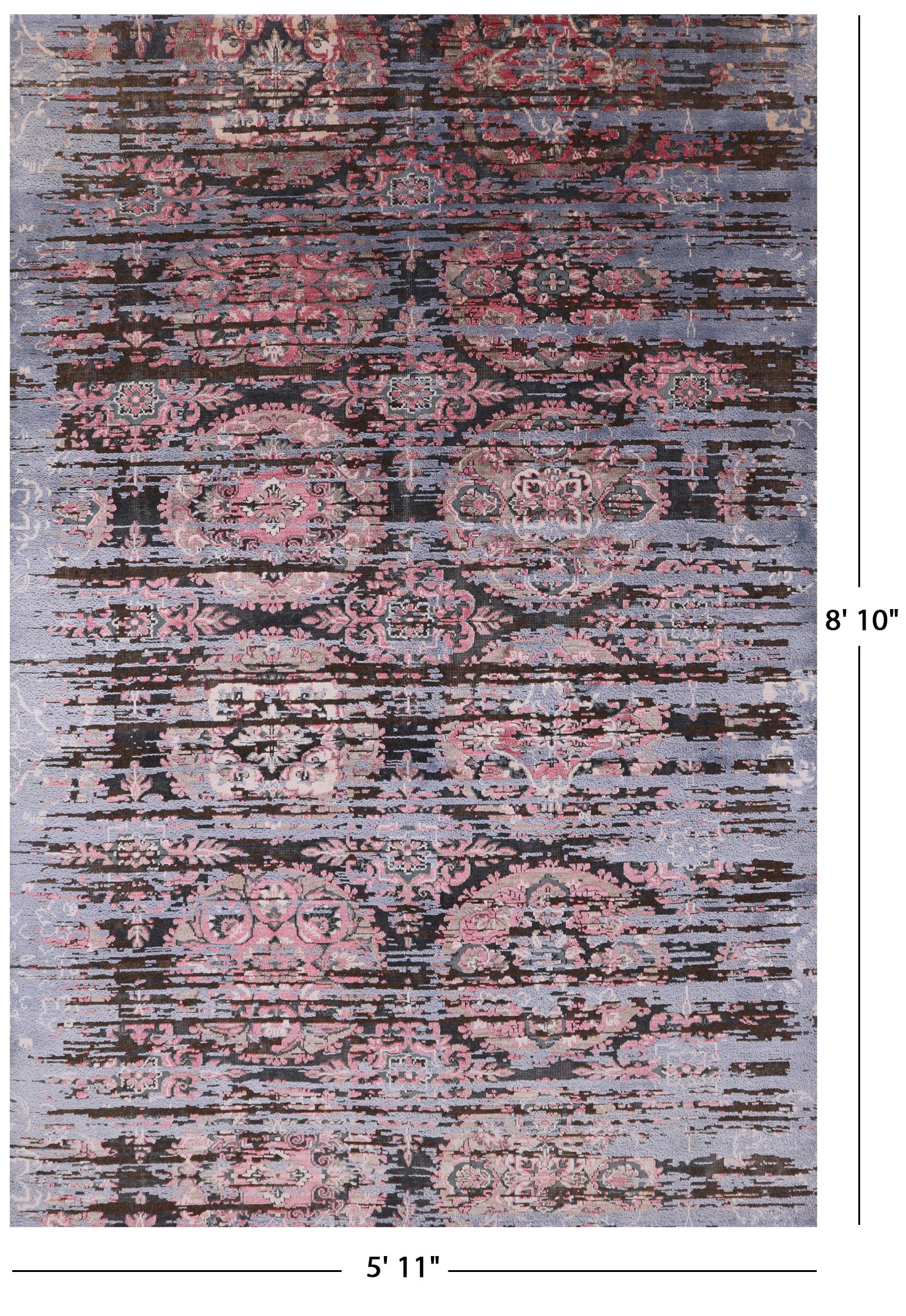 Silk With Oxidized Wool Hand Knotted Area Rug - 5' 11" X 8' 10" - Golden Nile