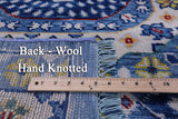 Blue Geometric Persian Mamluk Hand Knotted Wool Rug - 9' 3" X 11' 7" - Golden Nile