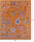 Orange Turkish Oushak Hand Knotted Wool Rug - 9' 0" X 11' 5" - Golden Nile