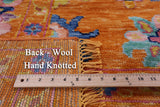 Orange Turkish Oushak Hand Knotted Wool Rug - 9' 0" X 11' 5" - Golden Nile