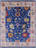 Blue Turkish Oushak Handmade Wool Rug - 9' 2" X 11' 9" - Golden Nile