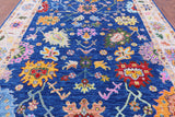 Blue Turkish Oushak Handmade Wool Rug - 9' 2" X 11' 9" - Golden Nile