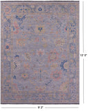 Silver Turkish Oushak Hand Knotted Wool Rug - 9' 2" X 12' 0" - Golden Nile