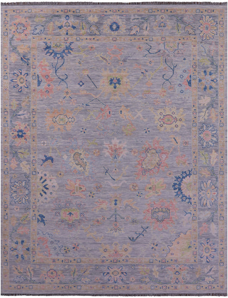 Silver Turkish Oushak Hand Knotted Wool Rug - 9' 2" X 12' 0" - Golden Nile