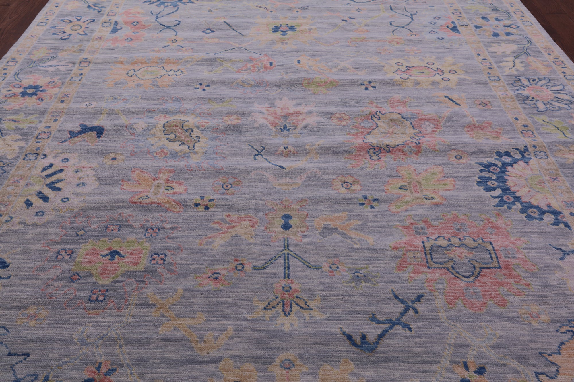 Silver Turkish Oushak Hand Knotted Wool Rug - 9' 2" X 12' 0" - Golden Nile