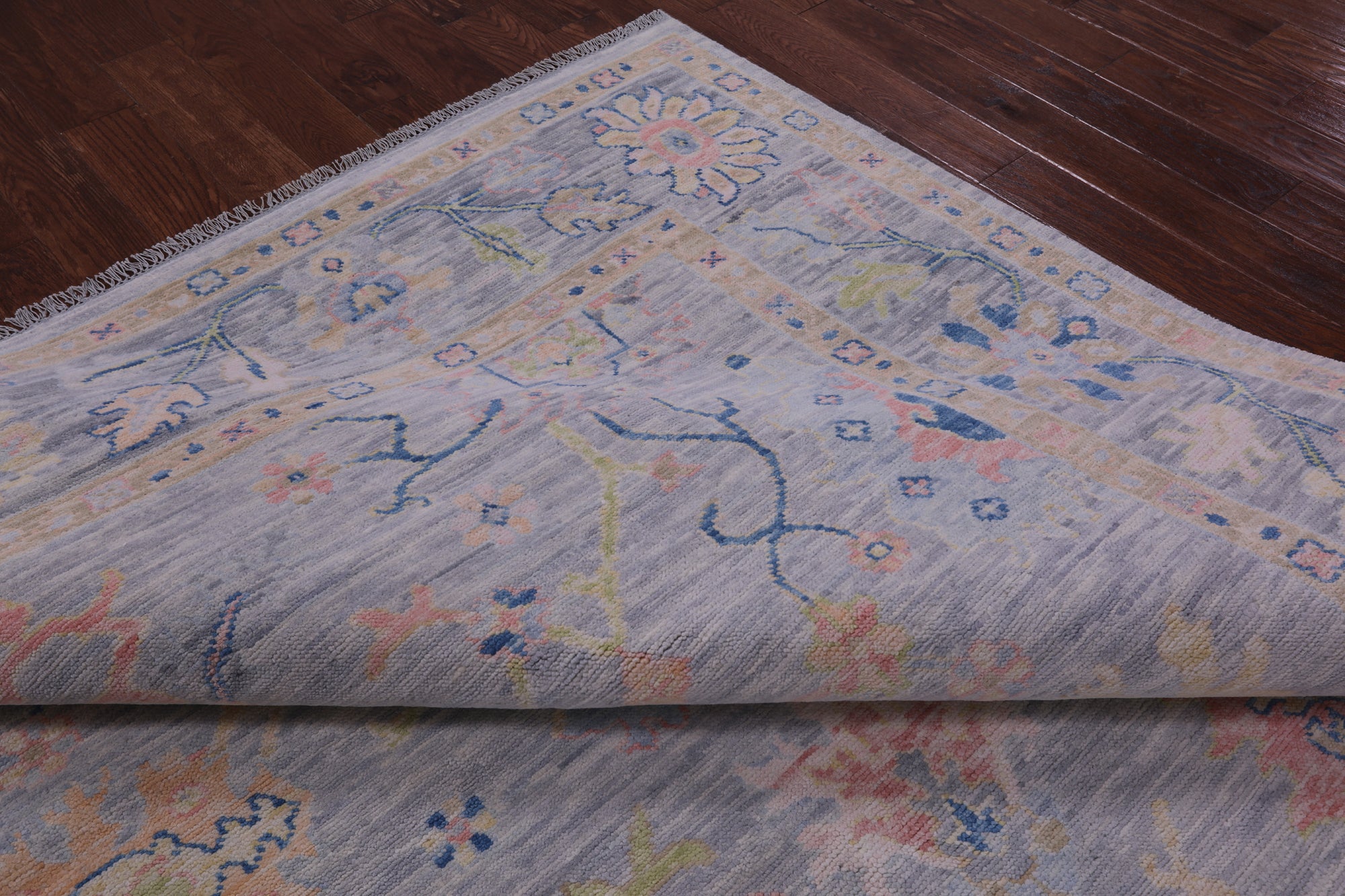 Silver Turkish Oushak Hand Knotted Wool Rug - 9' 2" X 12' 0" - Golden Nile