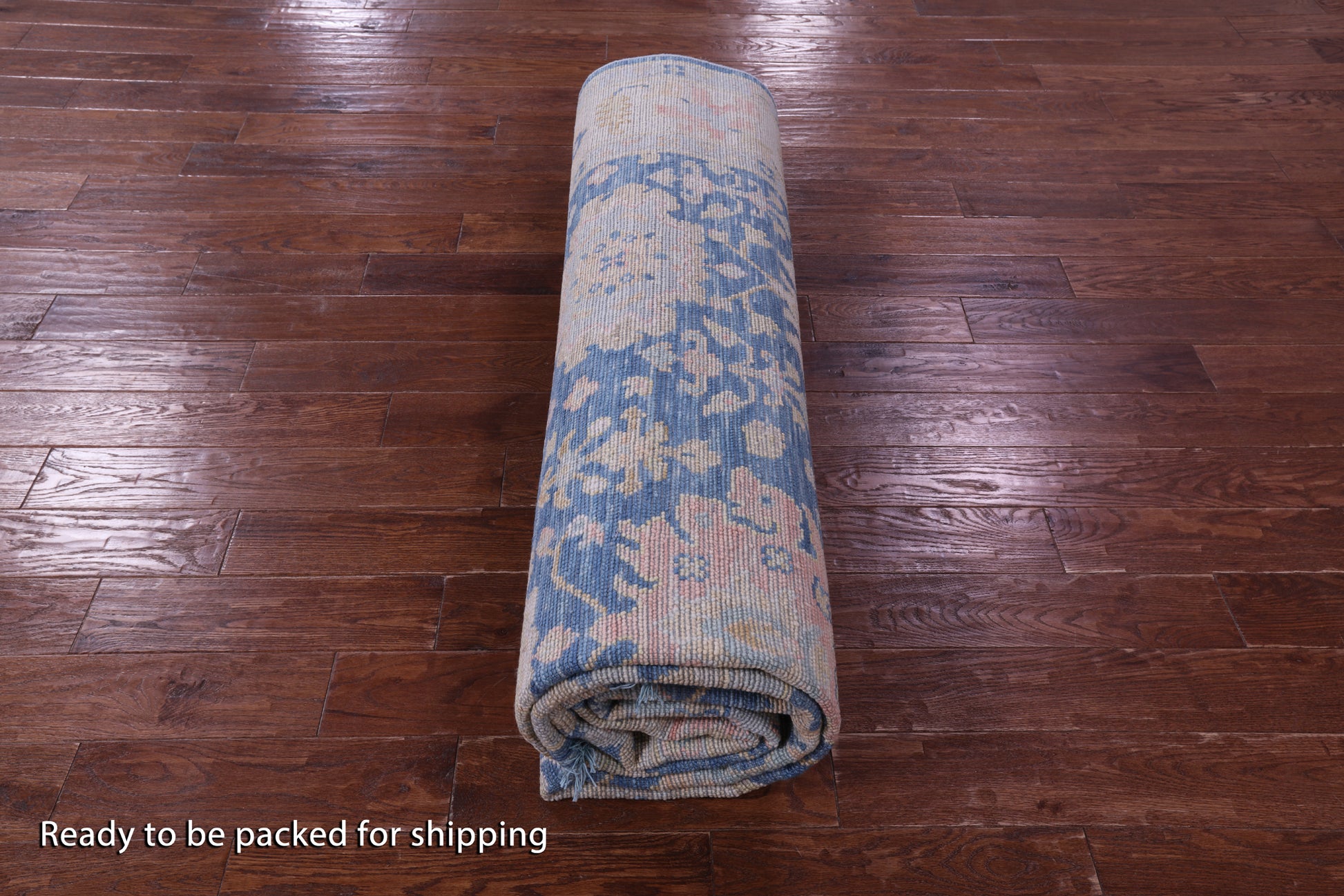 Blue Turkish Oushak Hand Knotted Wool Rug - 9' 2" X 12' 1" - Golden Nile