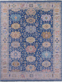 Blue Turkish Oushak Hand Knotted Wool Rug - 9' 2" X 12' 1" - Golden Nile
