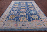 Blue Turkish Oushak Hand Knotted Wool Rug - 9' 2" X 12' 1" - Golden Nile