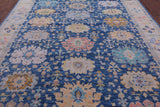 Blue Turkish Oushak Hand Knotted Wool Rug - 9' 2" X 12' 1" - Golden Nile