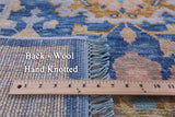 Blue Turkish Oushak Hand Knotted Wool Rug - 9' 2" X 12' 1" - Golden Nile