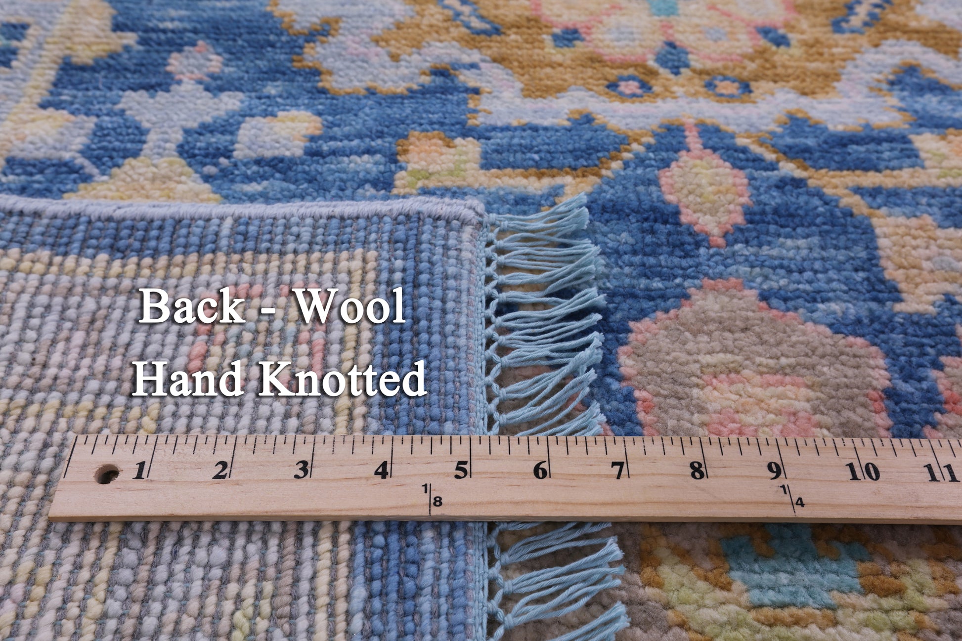 Blue Turkish Oushak Hand Knotted Wool Rug - 9' 2" X 12' 1" - Golden Nile